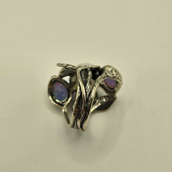 Didae Shablool 925 Sterling Silver Israel Blue Fire Opal Ring Size 7 Pearl - Picture 5 of 6
